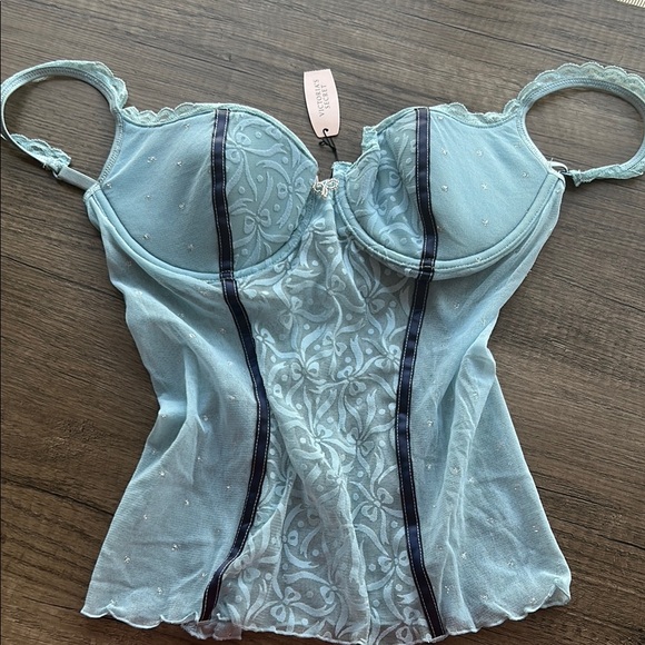 Victoria Secret Angels Blue Lace Bustier - Picture 1 of 5